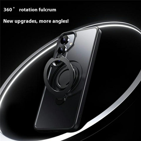 For Samsung Galaxy S25 Magnetic Case Kickstand Matte PC + TPU Phone Cover with Silicone Ring