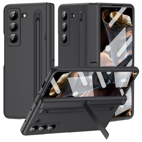 Kickstand Phone Case for Samsung Galaxy Z Fold Special PC Back Cover with Stylus and Tempered Glass Film