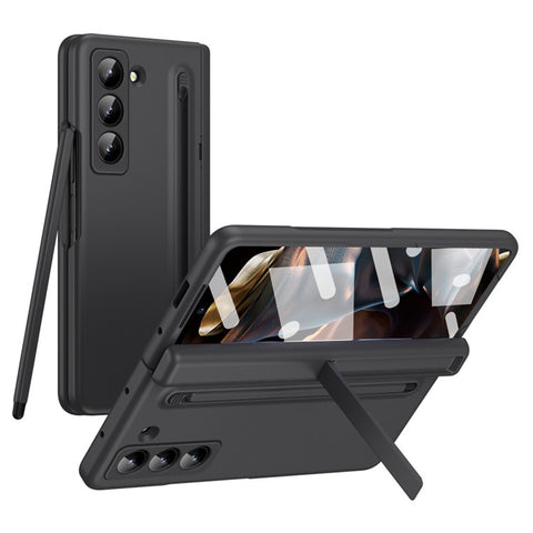 Kickstand Phone Case for Samsung Galaxy Z Fold Special PC Back Cover with Stylus and Tempered Glass Film