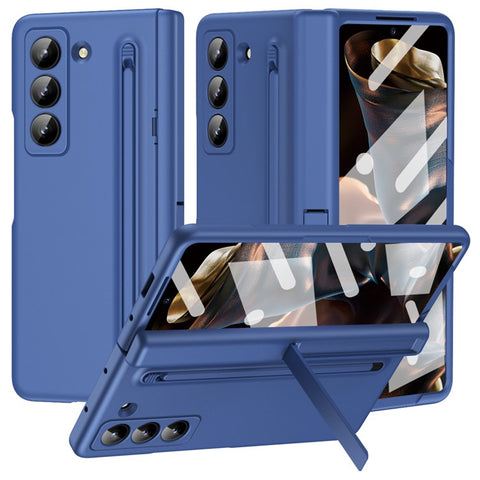 Kickstand Phone Case for Samsung Galaxy Z Fold Special PC Back Cover with Stylus and Tempered Glass Film