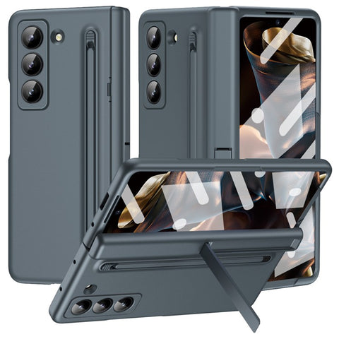 Kickstand Phone Case for Samsung Galaxy Z Fold Special PC Back Cover with Stylus and Tempered Glass Film