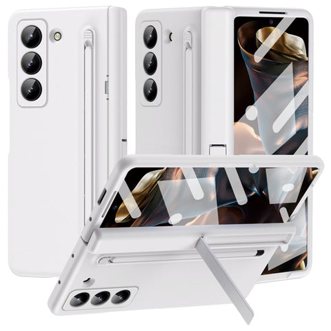 Kickstand Phone Case for Samsung Galaxy Z Fold Special PC Back Cover with Stylus and Tempered Glass Film
