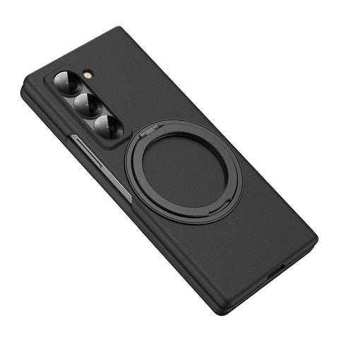 Magnetic Phone Case for Samsung Galaxy Z Fold Special Ring Kickstand Hard PC Cover with Tempered Glass Screen Film