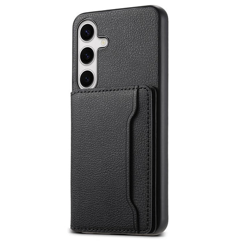 For Samsung Galaxy S25 Case with Card Slots Kickstand Calf Texture Leather Phone Back Cover