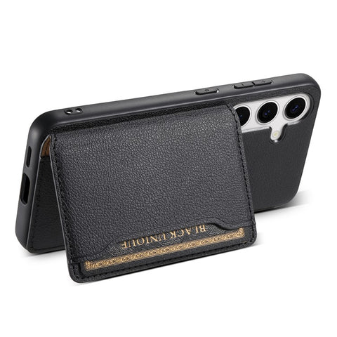 For Samsung Galaxy S25 Case with Card Slots Kickstand Calf Texture Leather Phone Back Cover