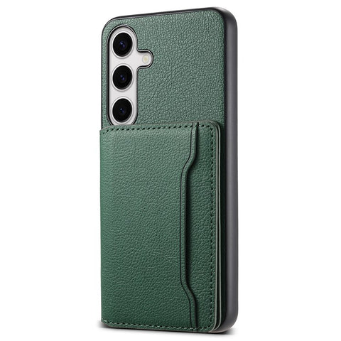 For Samsung Galaxy S25 Case with Card Slots Kickstand Calf Texture Leather Phone Back Cover