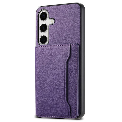 For Samsung Galaxy S25 Case with Card Slots Kickstand Calf Texture Leather Phone Back Cover