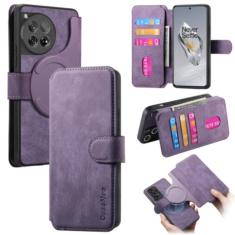 CASENEO For OnePlus 12 5G Magnetic Case  Detachable Leather Phone Wallet Cover