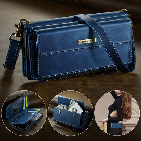 CASEME For Samsung Galaxy S25 Case  C39 RFID Blocking Zipper Wallet Stand Leather Cover with Strap