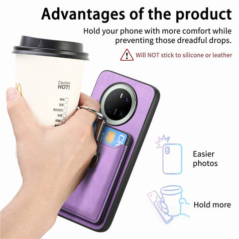 For Huawei Mate 70 Magnetic Case Skin-Touch Cover with Card Bag Kickstand