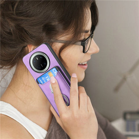 For Huawei Mate 70 Magnetic Case Skin-Touch Cover with Card Bag Kickstand