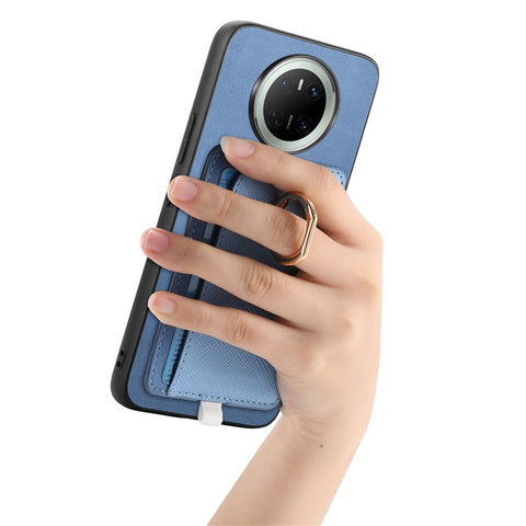 For Huawei Mate 70 Case Ring Kickstand Leather + TPU + PC Phone Cover Detachable Card Holder