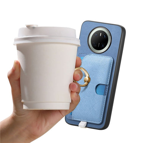 For Huawei Mate 70 Case Ring Kickstand Leather + TPU + PC Phone Cover Detachable Card Holder
