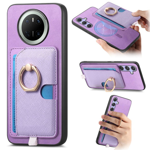 For Huawei Mate 70 Case Ring Kickstand Leather + TPU + PC Phone Cover Detachable Card Holder