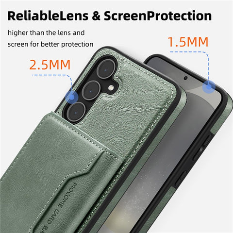 For Samsung Galaxy S25 Magnetic Case Leather Back Phone Cover with Detachable Card Bag