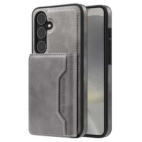 For Samsung Galaxy S25 Magnetic Case Leather Back Phone Cover with Detachable Card Bag