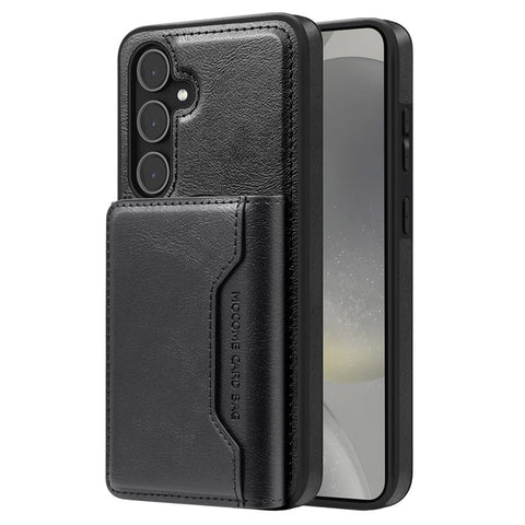 For Samsung Galaxy S25 Magnetic Case Leather Back Phone Cover with Detachable Card Bag