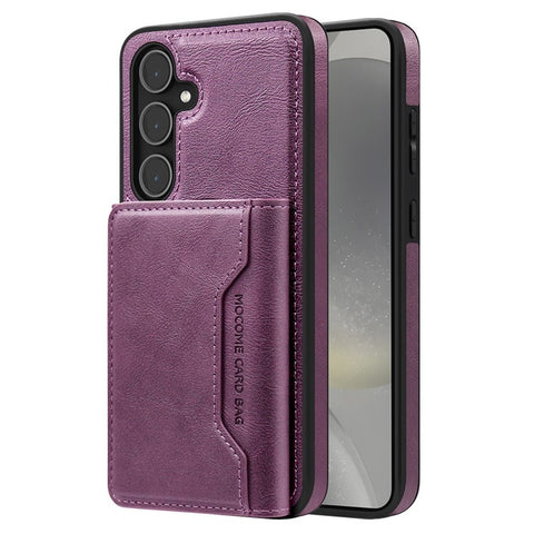 For Samsung Galaxy S25 Magnetic Case Leather Back Phone Cover with Detachable Card Bag