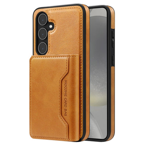 For Samsung Galaxy S25 Magnetic Case Leather Back Phone Cover with Detachable Card Bag