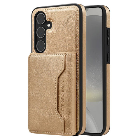 For Samsung Galaxy S25 Magnetic Case Leather Back Phone Cover with Detachable Card Bag