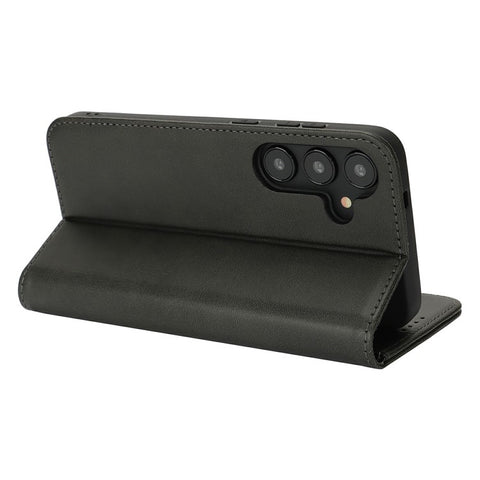 For Samsung Galaxy S25+ Case PU Leather Calf Textured Magnetic Closing Smart Phone Cover