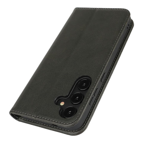 For Samsung Galaxy S25+ Case PU Leather Calf Textured Magnetic Closing Smart Phone Cover