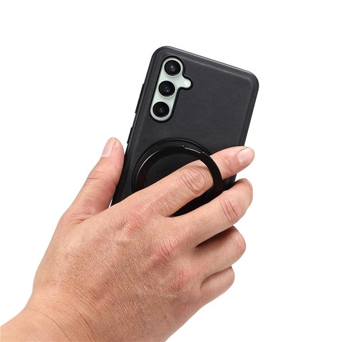 DENIOR A14 For Samsung Galaxy S24 Magnetic Case Rotary Kickstand Leather PC TPU Phone Cover