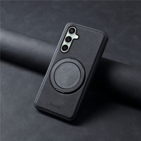 DENIOR A14 For Samsung Galaxy S24 Magnetic Case Rotary Kickstand Leather PC TPU Phone Cover
