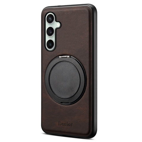 DENIOR A14 For Samsung Galaxy S24 Magnetic Case Rotary Kickstand Leather PC TPU Phone Cover