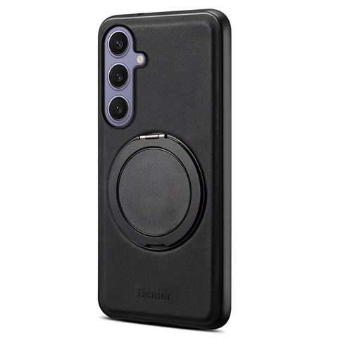 DENIOR A14 For Samsung Galaxy S24+ Magnetic Case Rotary Kickstand Leather PC TPU Phone Cover