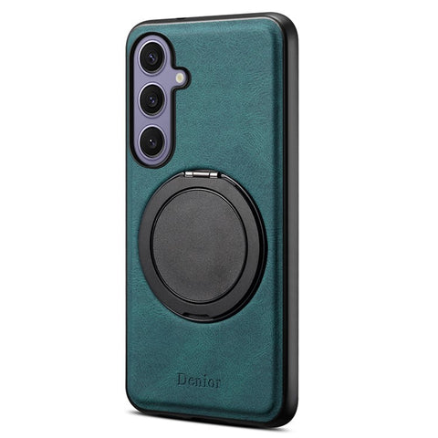 DENIOR A14 For Samsung Galaxy S24+ Magnetic Case Rotary Kickstand Leather PC TPU Phone Cover