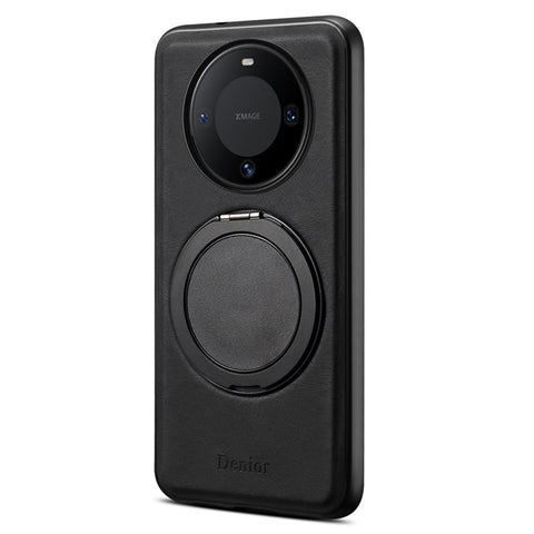 DENIOR A14 For Huawei Mate 60 Magnetic Case Rotary Kickstand Leather PC TPU Phone Cover