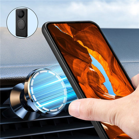 DENIOR A14 For Huawei Mate 60 Magnetic Case Rotary Kickstand Leather PC TPU Phone Cover