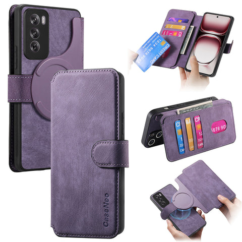 CASENEO For Oppo Reno12 5G (Global) Magnetic Case  Detachable Leather Phone Wallet Cover