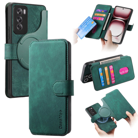CASENEO For Oppo Reno12 5G (Global) Magnetic Case  Detachable Leather Phone Wallet Cover