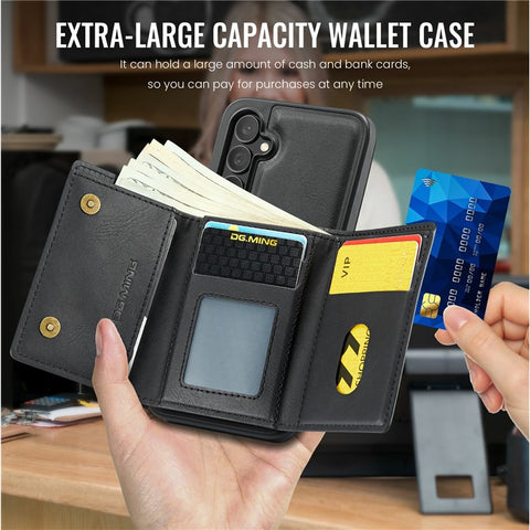 DG.MING M6 Series For Samsung Galaxy S24+ Case Magnetic Wallet PU + PC + TPU Phone Cover