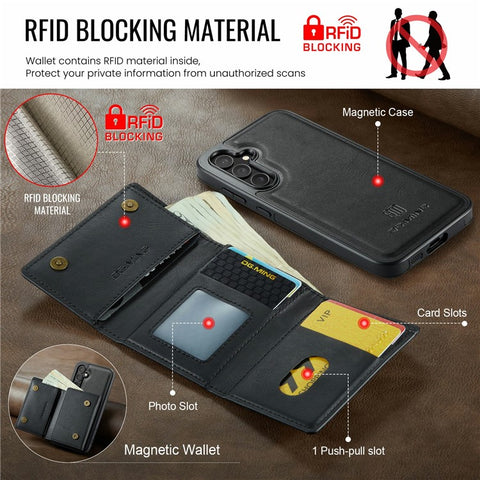 DG.MING M6 Series For Samsung Galaxy S24+ Case Magnetic Wallet PU + PC + TPU Phone Cover
