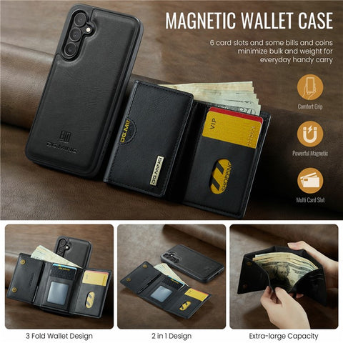 DG.MING M6 Series For Samsung Galaxy S24+ Case Magnetic Wallet PU + PC + TPU Phone Cover