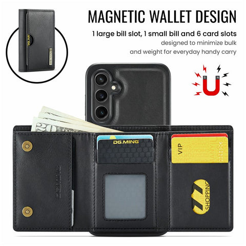 DG.MING M6 Series For Samsung Galaxy S24+ Case Magnetic Wallet PU + PC + TPU Phone Cover