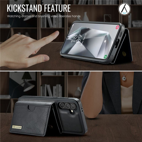 DG.MING M6 Series For Samsung Galaxy S24+ Case Magnetic Wallet PU + PC + TPU Phone Cover
