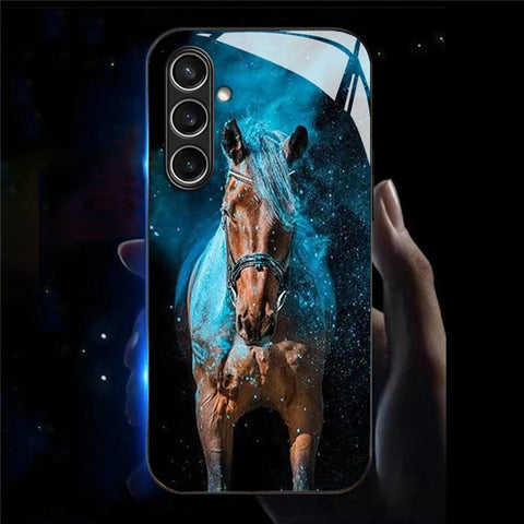 For Samsung Galaxy S25+ Case Call Flash Series Pattern Printing Tempered Glass + TPU Combo Phone Case