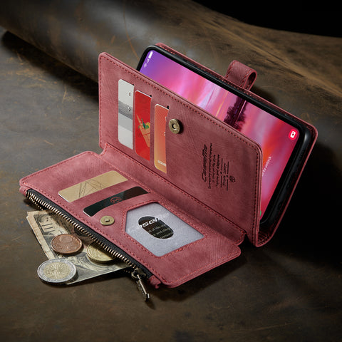 CASEME For Samsung Galaxy S25 Phone Cases with Strap  C30 Zipper Multiple Card Holder PU Leather Cover