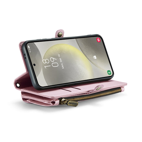 CASEME For Samsung Galaxy S25 Leather Case  C36 Zipper Multiple Card Slots Phone Cover with Straps
