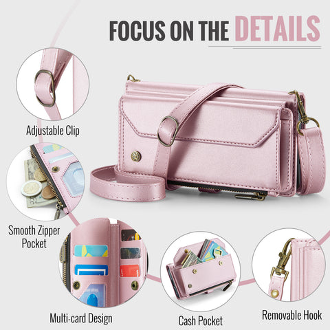 CASEME For Samsung Galaxy S25 Leather Case  C36 Zipper Multiple Card Slots Phone Cover with Straps