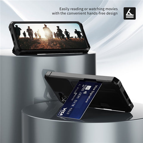 For Samsung Galaxy S25 / S24 Case Card Slot Leather + TPU Defender Phone Cover