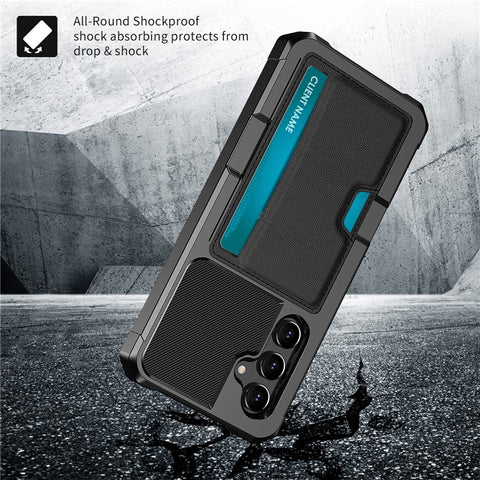 For Samsung Galaxy S25 / S24 Case Card Slot Leather + TPU Defender Phone Cover