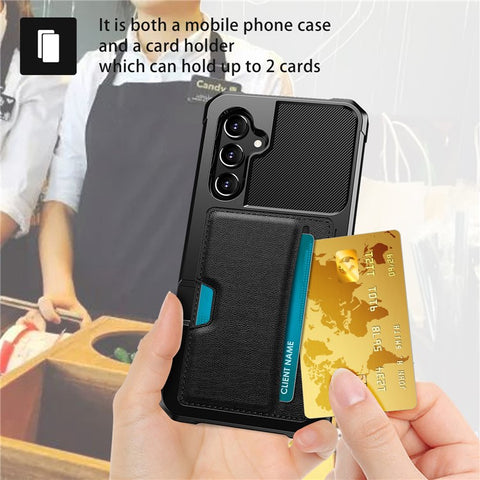 For Samsung Galaxy S25 / S24 Case Card Slot Leather + TPU Defender Phone Cover