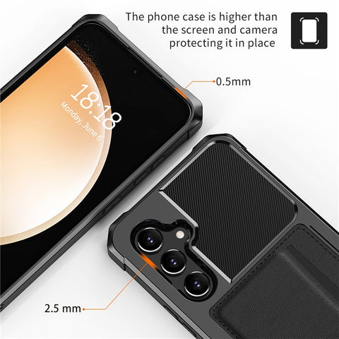 For Samsung Galaxy S25 / S24 Case Card Slot Leather + TPU Defender Phone Cover