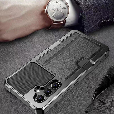 For Samsung Galaxy S25 / S24 Case Card Slot Leather + TPU Defender Phone Cover