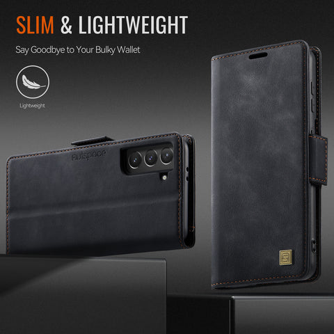 For Samsung Galaxy S21 5G Case AUTSPACE A11 RFID Blocking Retro Leather Cell Phone Wallet Cover